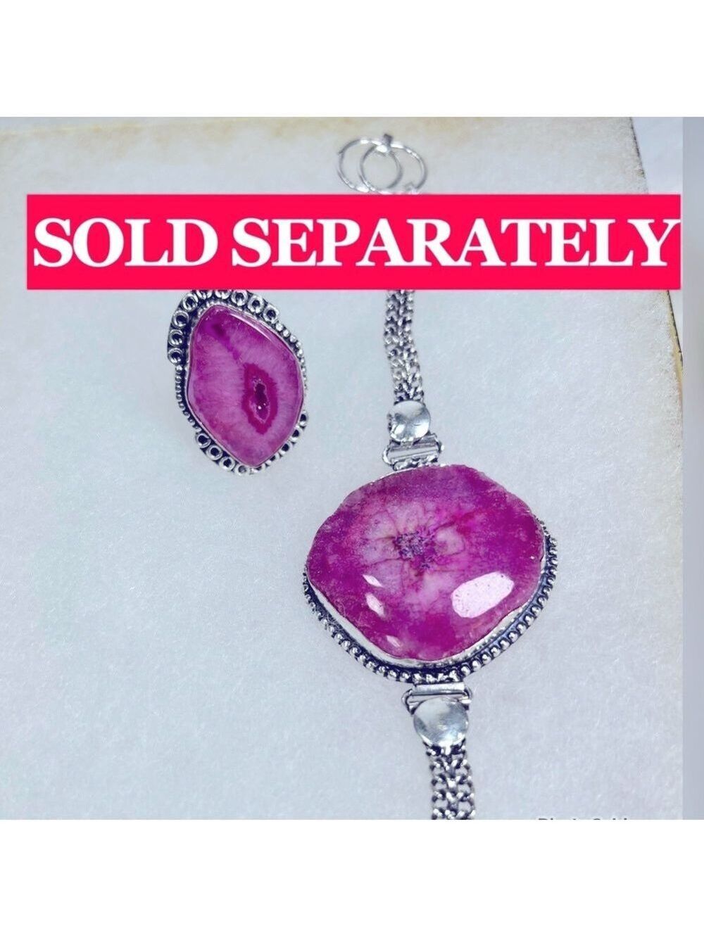 Pink Purple Solar Quartz Garnet Large Gemstone Necklace ONLY w/ Natural Cracking - Picture 7 of 11